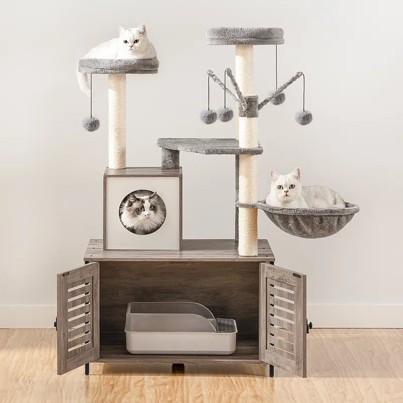 52'' Cat Tree with Litter Box Enclosure